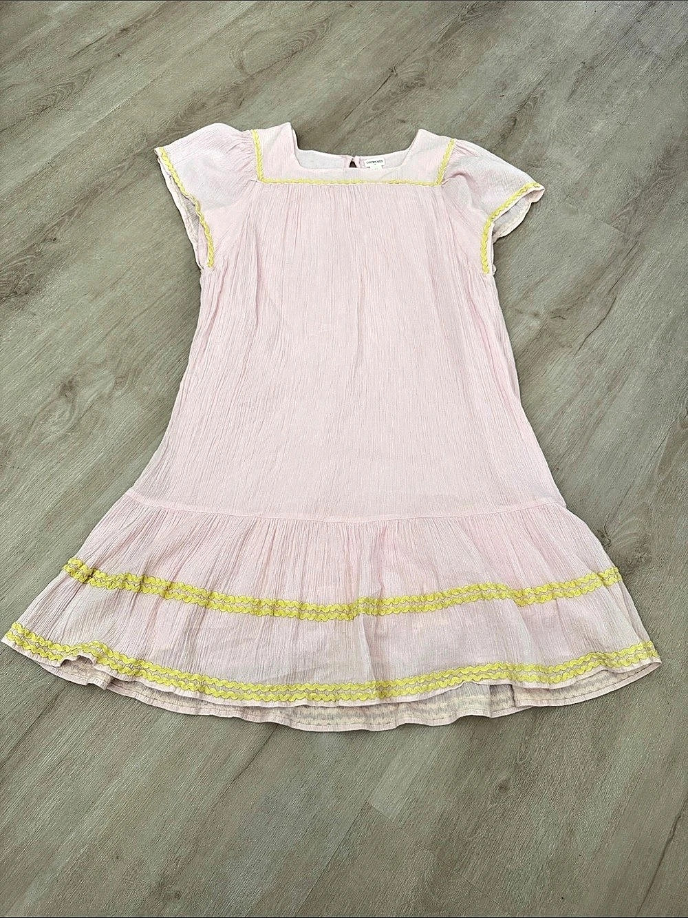 Crewcuts 100% Cotton Pink Yellow Trim Casual Dress